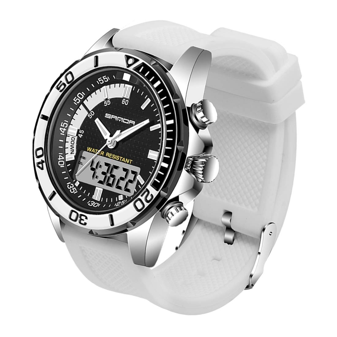 Montre numérique et quartz LULI 5296 pour hommes avec bracelet silicone