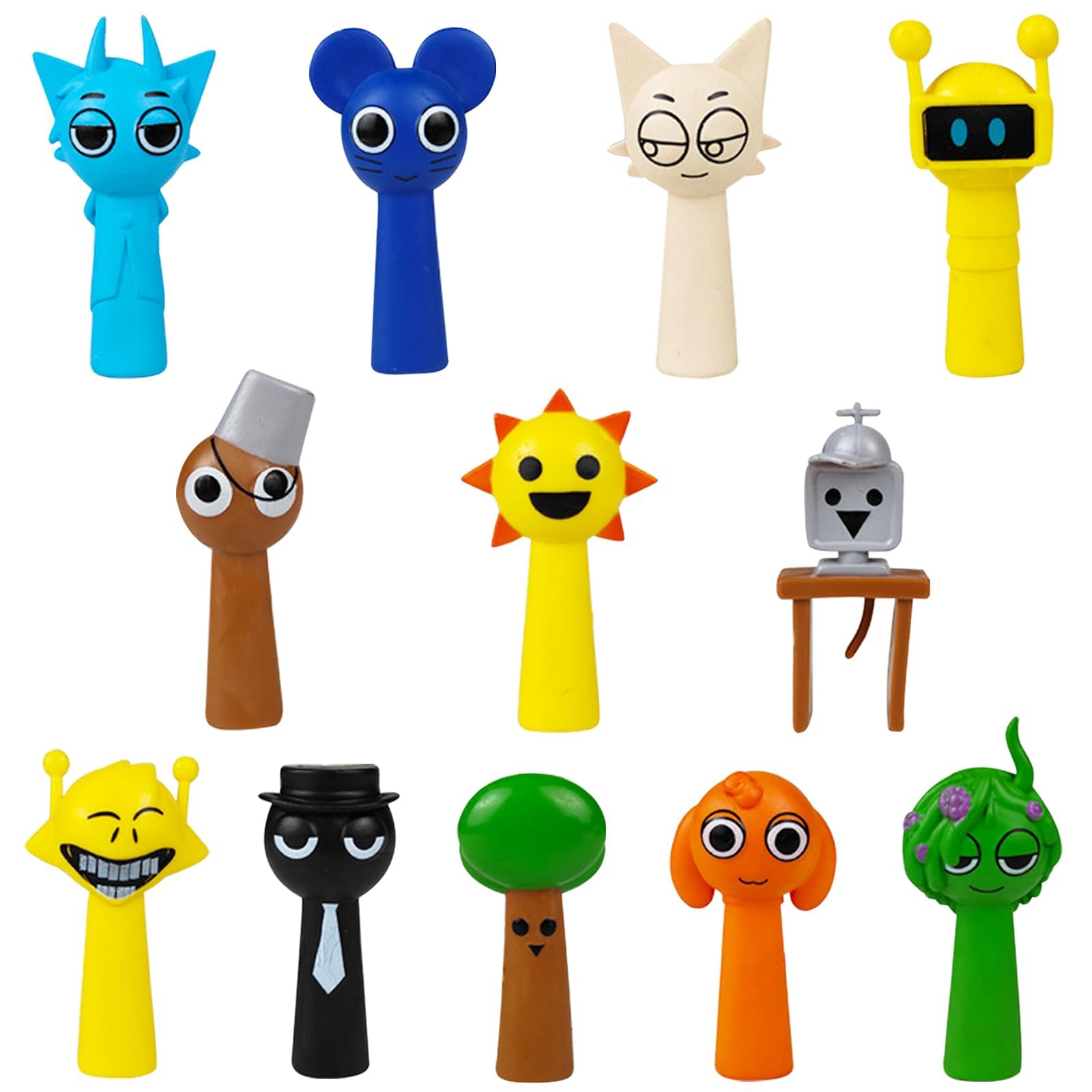 DAVBNM 12 Pack Sprunki Action Figures, Sprunki Toy, Colorful Toy Figures, Cartoon Characters, for Games Fan Girls and Boys