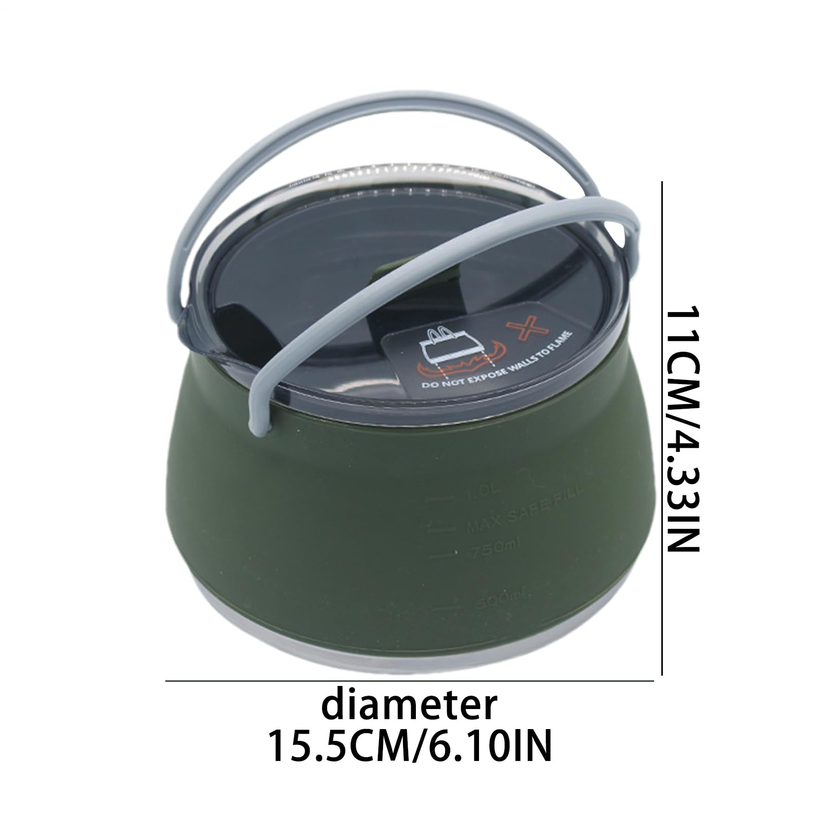 Pentola per l'acqua pieghevole, bollitore da campeggio portatile - Boiler da campeggio in silicone - Bollitore da portatile per escursionismo, bollitore da viaggio pieghevole per