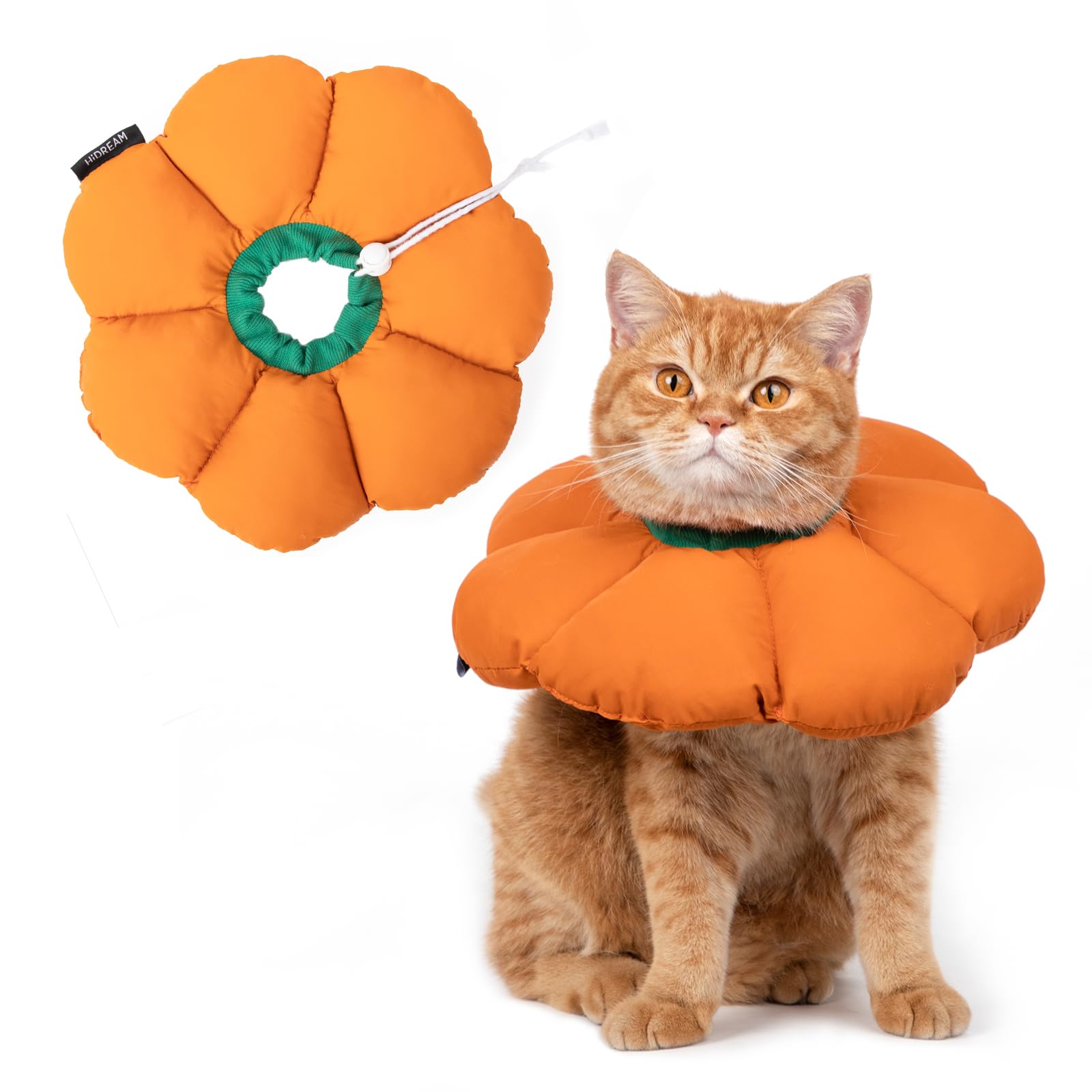 Halskrause Katze, Einstellbarer Halskrause Halsband, Weich Blumen Katze Wiederherstellung Halsband Kragen Cone ，für Katzen Kleiner Hunde Nach Operation und Verletzungen (Orange, M)