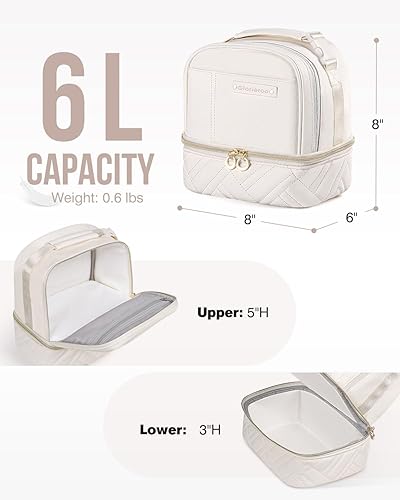 Miniatura 2 de Lonchera XL para mujer, regalo para el Día de la Madre para mujeres, gran lonchera aislada, hielera, elegante, de piel vegana, 2 niveles, para