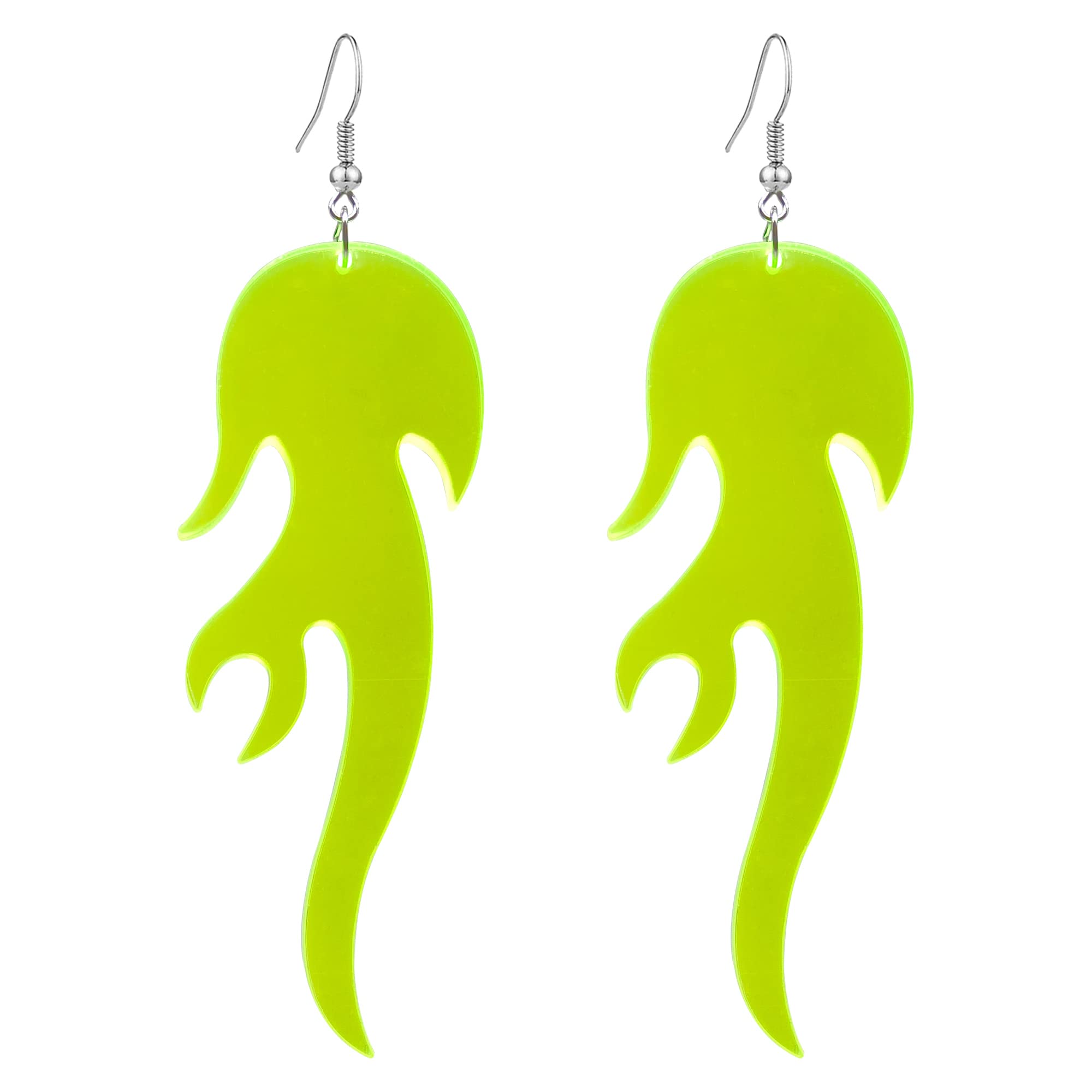 RofYof Flame Earrings Funny Acrylic Flame Earrings Punk Fire Element Earrings for Women Girls Gothic Cosplay Halloween Jewelry Gifts