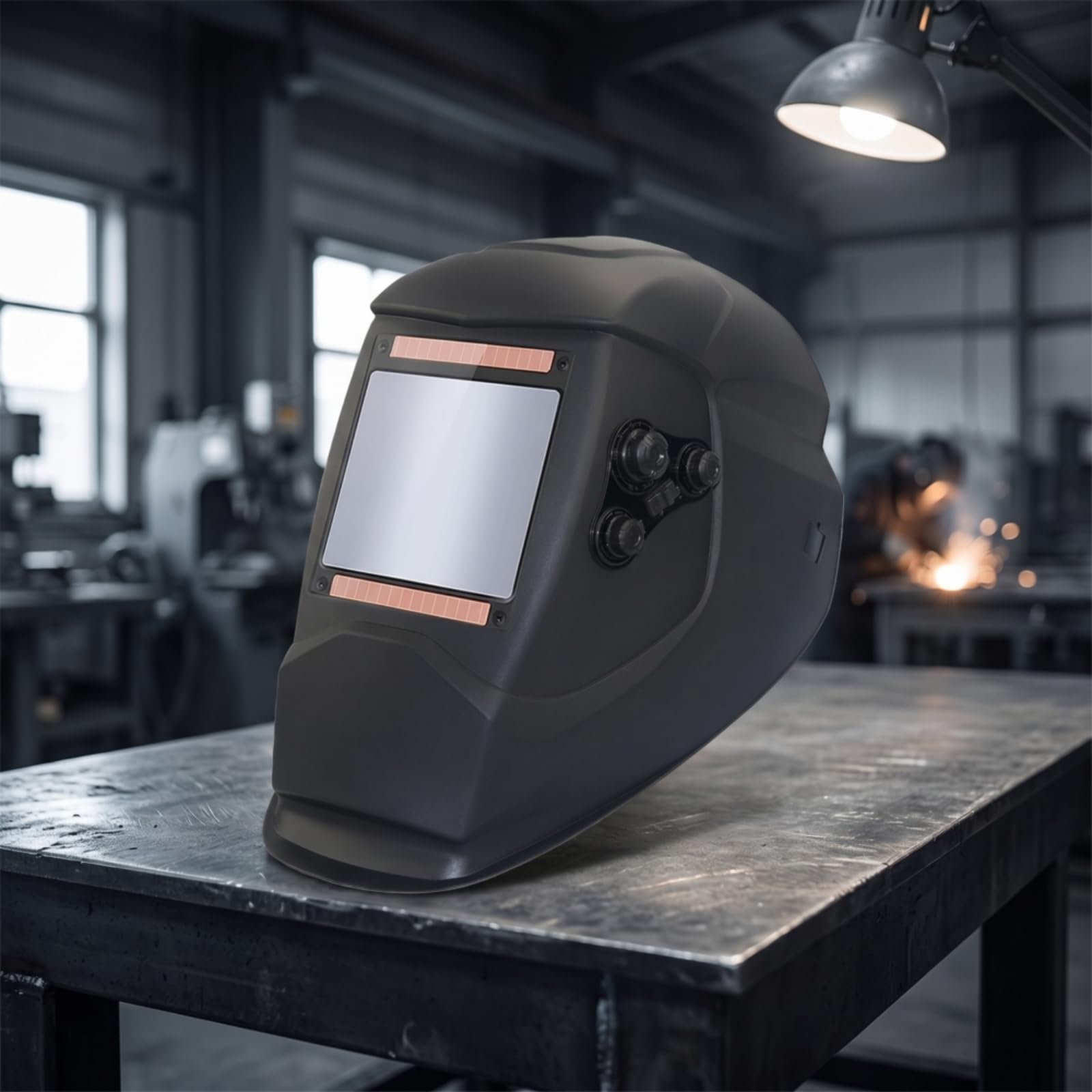 Maschera da Saldatura con 4 Sensori Regolabile Maschera Autoscurante Professionale Casco per Artigiani