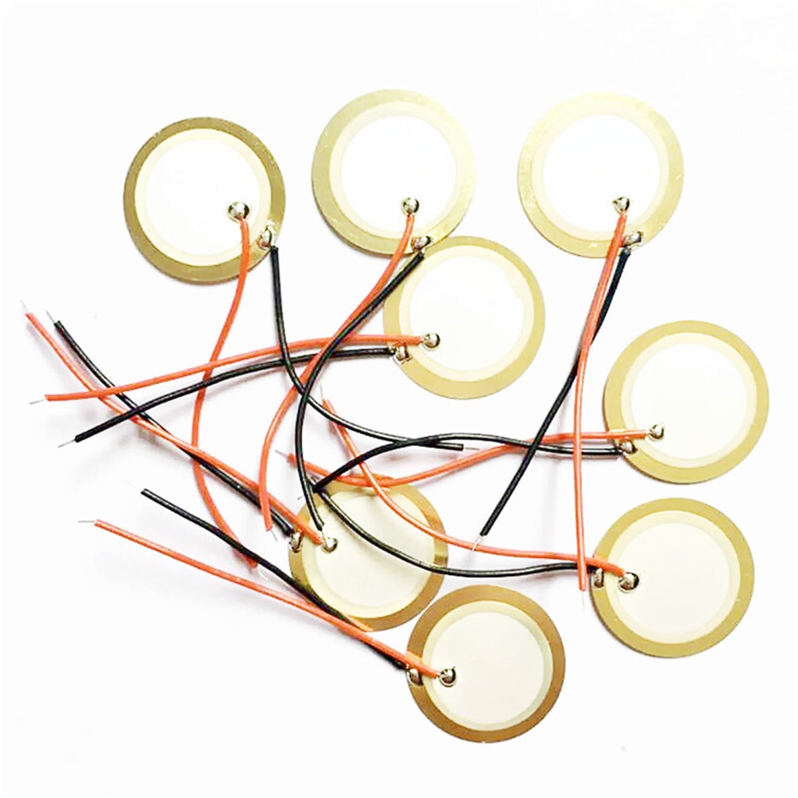 WUZDPRCJ 5PCS X 27mm Piezo Ceramic Element with Cable Length 15cm Piezoelectric Piezo Ceramic Buzzer 15mm 20mm 35mm Diameter(15mm Diameter)