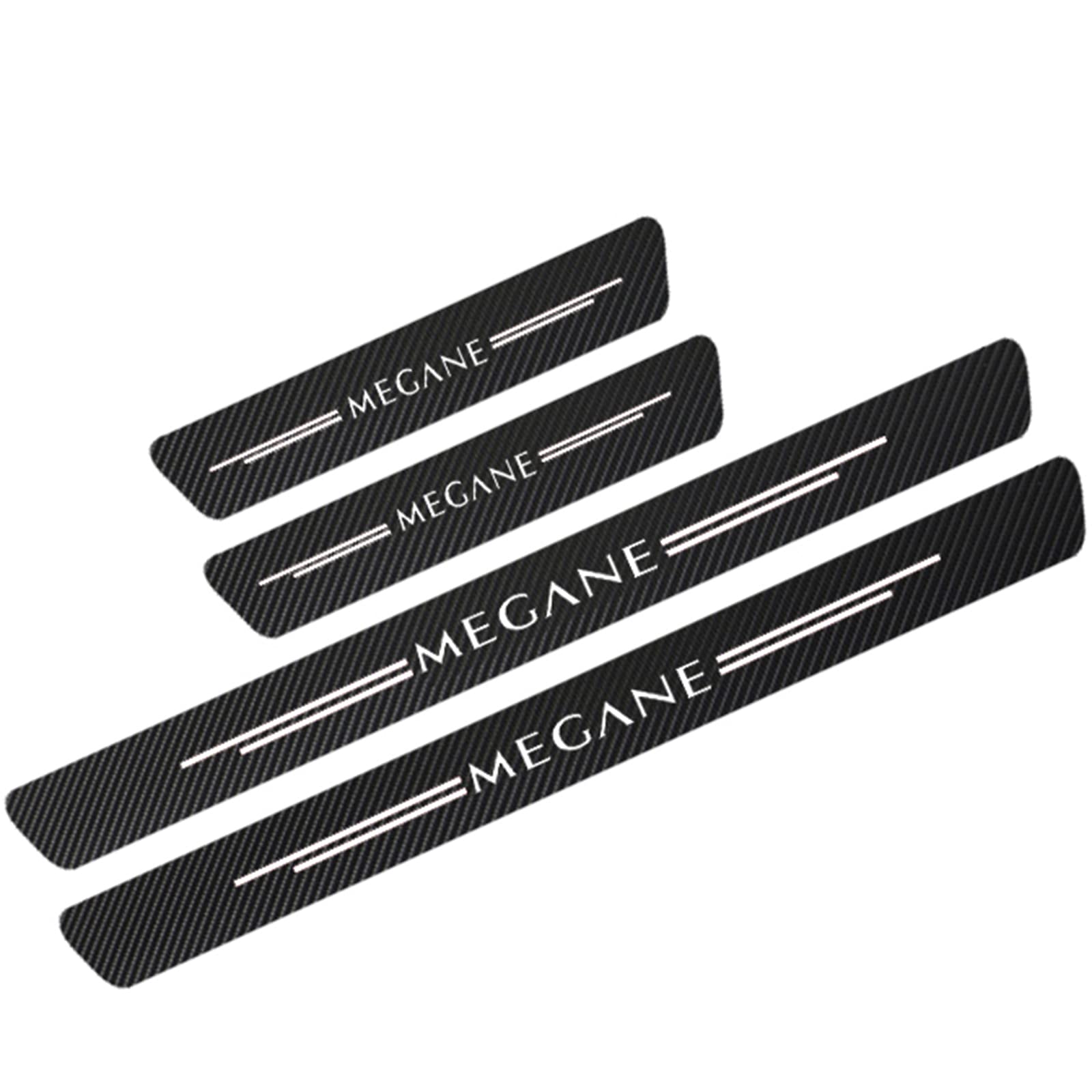 Eagleg Megane White 4 Pcs Carbon Fiber Door Sill Protector For Ren-Ault Clio Zoe Duster Megane, Car Threshold Edge Non-Slip Scuff Guard Protection Strip Sticker, Auto Styling Decoration Accessories,