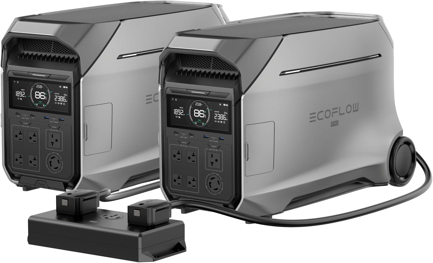 8kWh Home Battery Backup: 2 DELTA Pro 3 with 50 Amp Hub, 120/240V 8000W AC Output, Solar Generator for Home Use, Camping Accessories, Emergencies, Power Outages, RVs