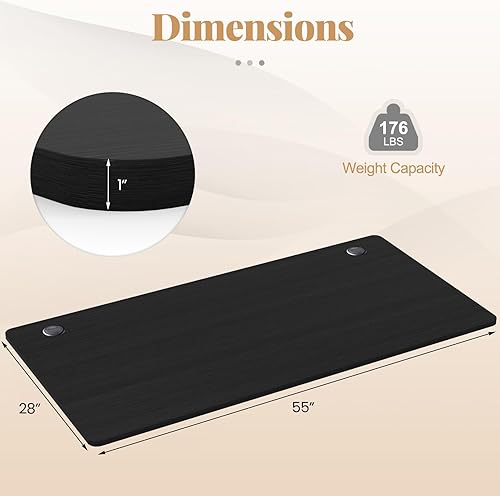 Miniatura 60 de Tangkula Mesa universal de madera, 55 x 28 pulgadas, 1 pieza de escritorio para marco de escritorio estándar y sentado a pie, encimera de oficina