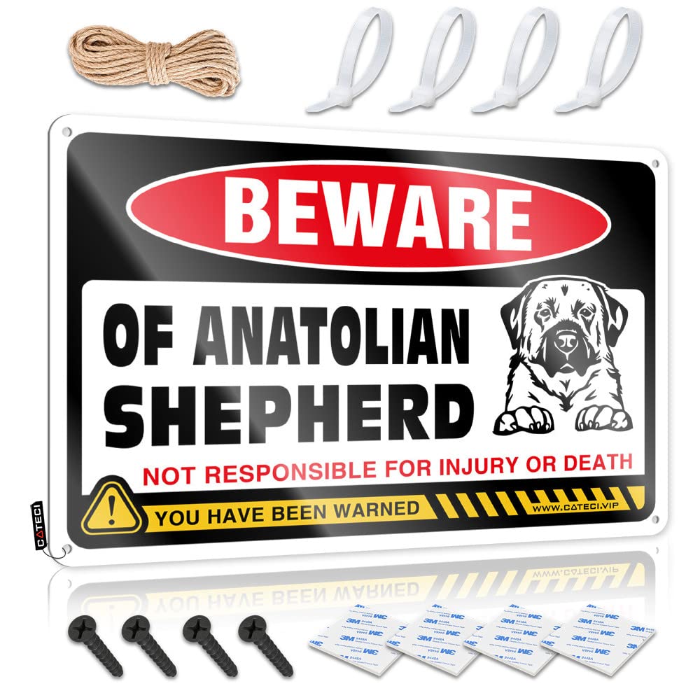 Vintage Funny Tin Sign Beware Of Anatolian Shepherd Tin Sign Boys Room Decor Teenager Tin Decor(30X40CM)