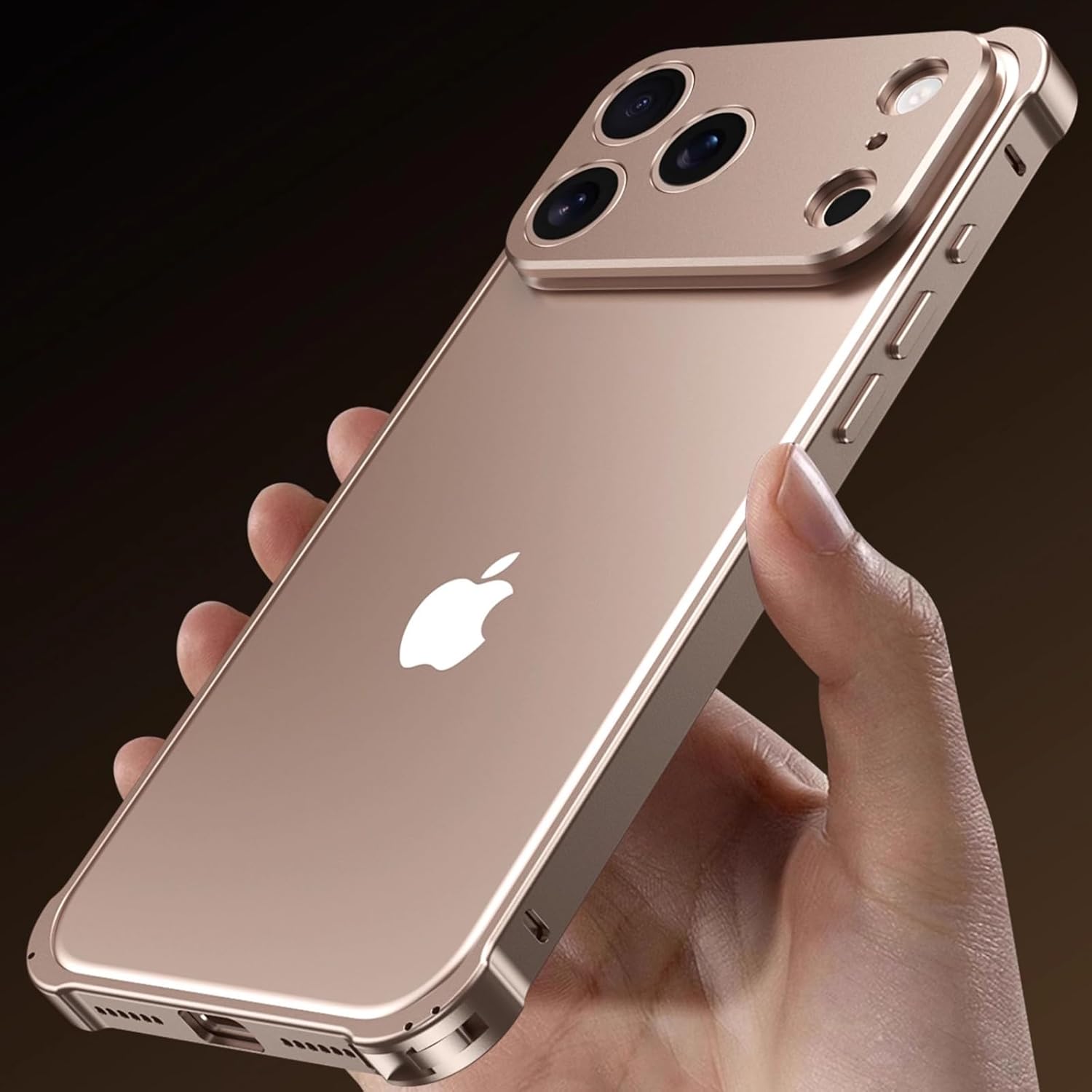 Metal Bumper Case for iPhone 17, Slim Lightweight Design, Easy Snap Installation, Metal Camera Protection Ring, Desert