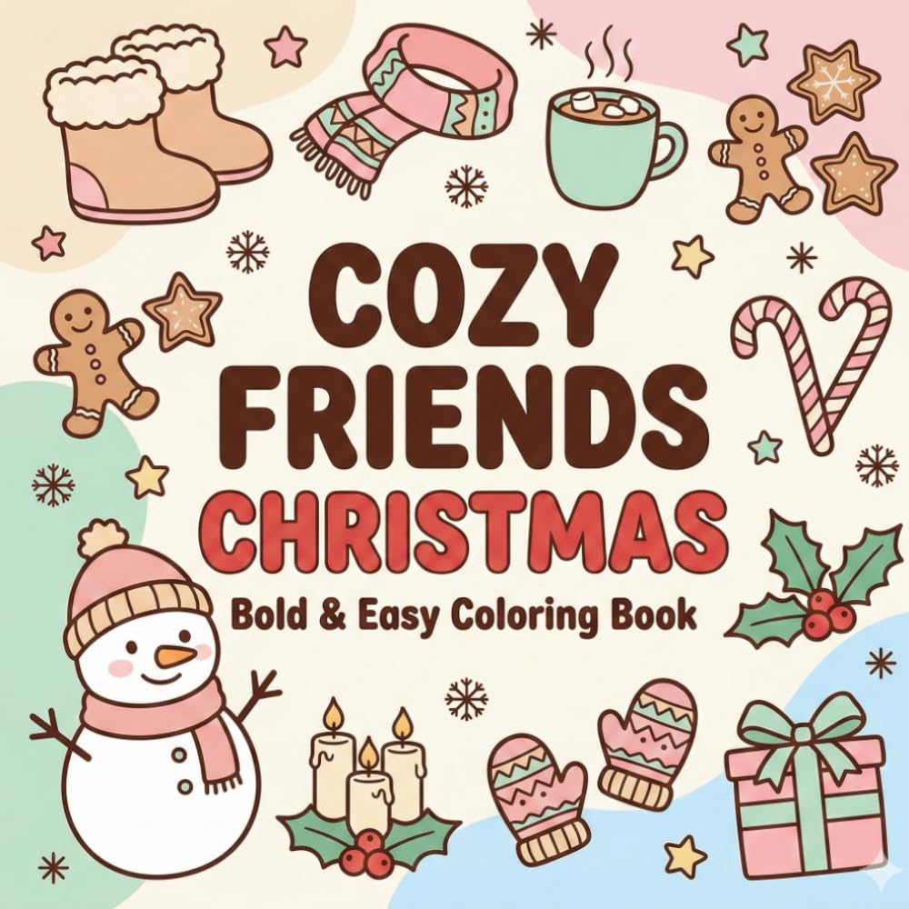 Cozy Friends Chistmas: Bold and Easy Coloring Book for Adults and Teens (Cozy Chistmas)