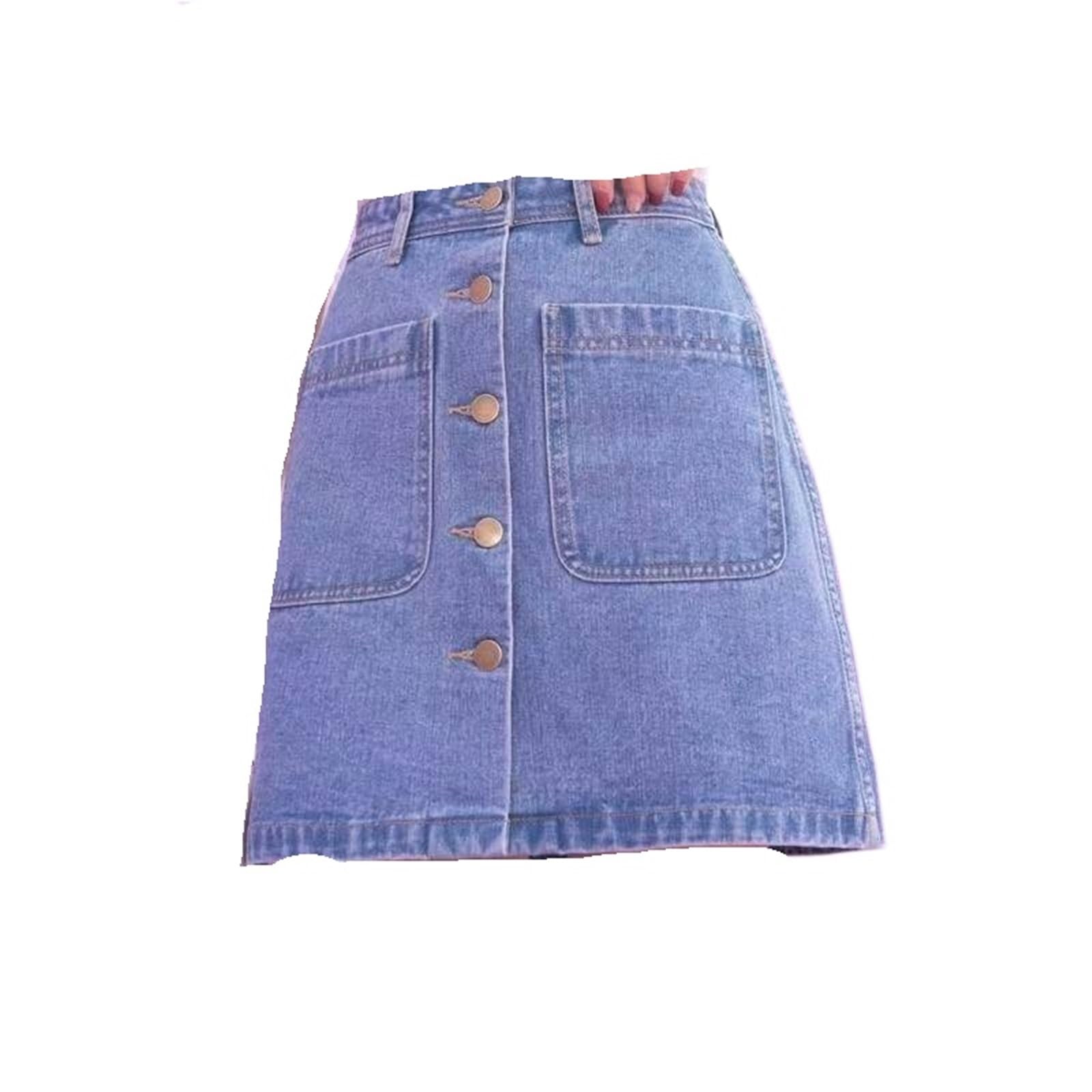 Falda Corta de Mezclilla Acampanada Cintura Alta for Primavera y Verano para Mujer