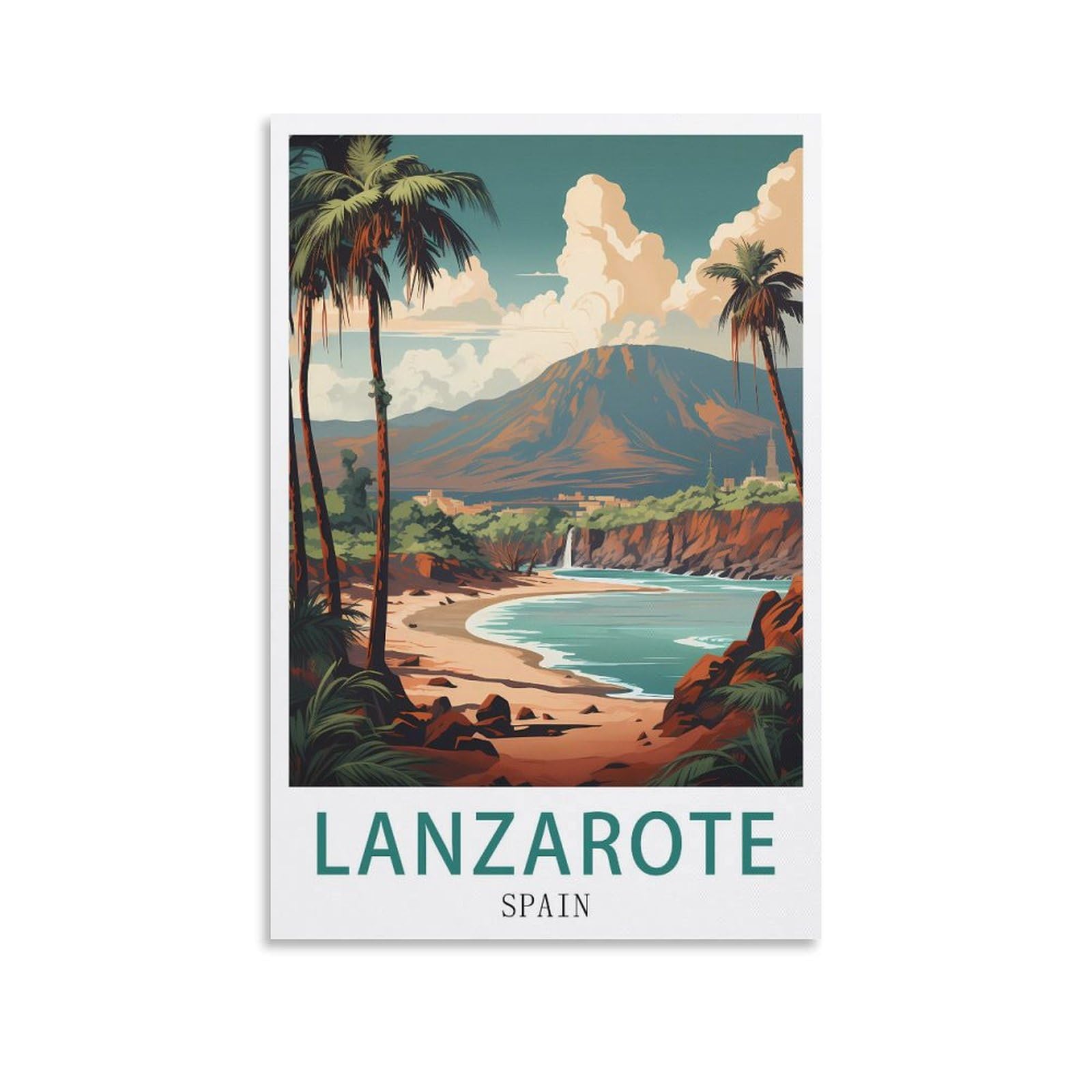 Lnuyitr Unframe-Style Lanzarote Spain Vintage Travel Poster 08X12inch(20X30cm) Canvas Art Posters And Wall Art Picture Prints Modern Home Bedroom Decor Posters