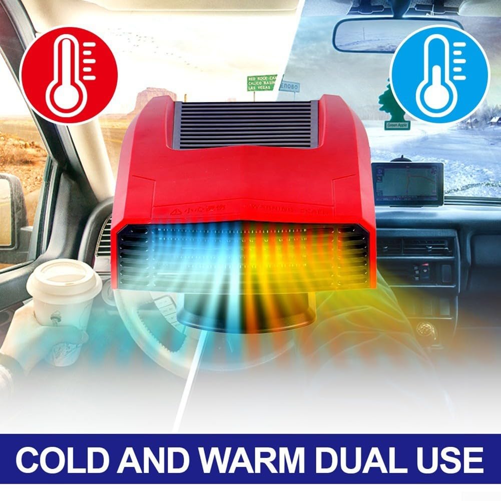 Zilimontt 18V Akku-Autoheizung mit 360°-Drehung und Dual-USB-Anschlüssen zum Abtauen und Heizen, kompatibel mit 14-21V DC-Stromerzeugern