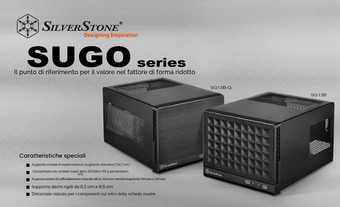 SilverStone SST-SG13WB - Sugo Mini-ITX Compact Computer Cube Case, pannello frontale con Mesh, nero bianco