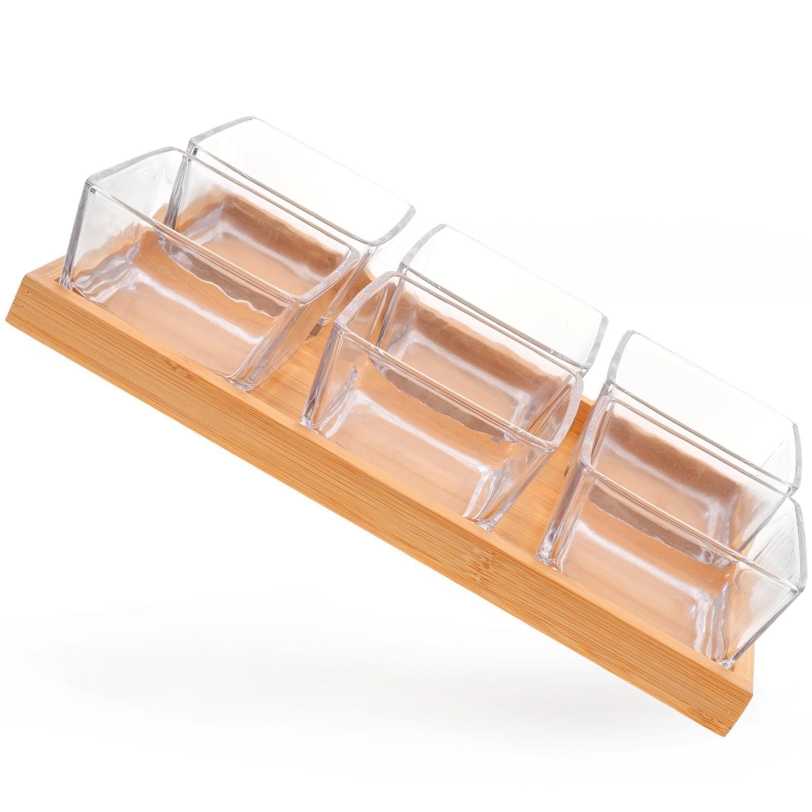 SOLUSTRE Plateau à Collation Compartimenté 6 Pièces et Verre