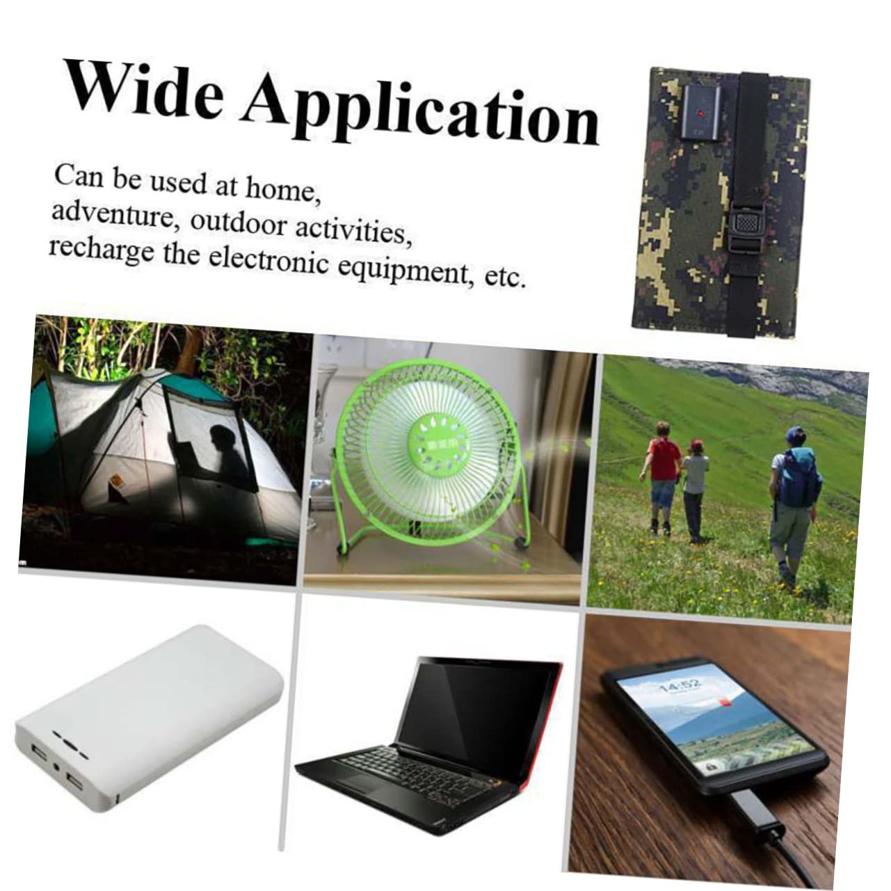 PartyKindom Cargador Solar Portátil USB Plegable para Móviles Energía Renovable para Viajes Barcos y Camping