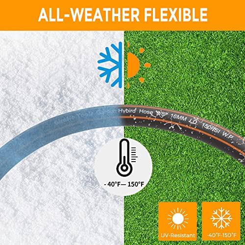 Giraffe Tools Hybrid Garden Hose 100Ft, 5/8" Water Hose With Shut Off Valve, Heavy Duty, Flexible, Leakproof Black Garden Hose With Male And Female Fittings In Outside Garden, Yard #TOP5