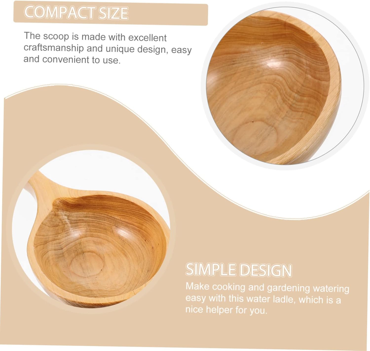 2pcs Bathroom Accessories Wooden Water Ladle Serving Spoon Portable Sauna Scoop Kitchen Accessory