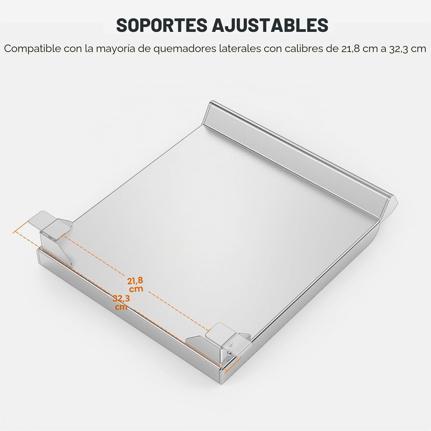 Onlyfire Plancha Universal de Acero Inoxidable para Quemador Lateral, Plancha de Barbacoa para Casi Todas Las Parrillas de Gas, 33 cm*28 cm | Plancha universal para la mayoría de parrillas de gas, rango de ajuste de ancho: 8.6 a 12.7 pulgadas