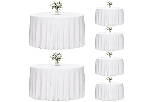 Fixwal 120 Inch Round White Tablecloth