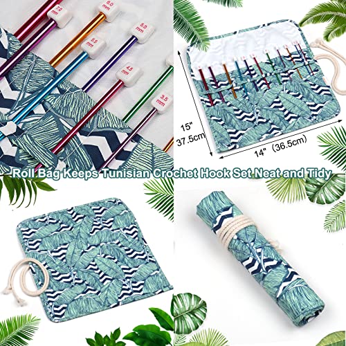 Image of Aeelike Tunisian Crochet Hooks, 11pcs Aluminum Crochet Hooks B-L for Crocheting, Crochets Hook Set with Roll Vintage Bag (2mm to 8mm)