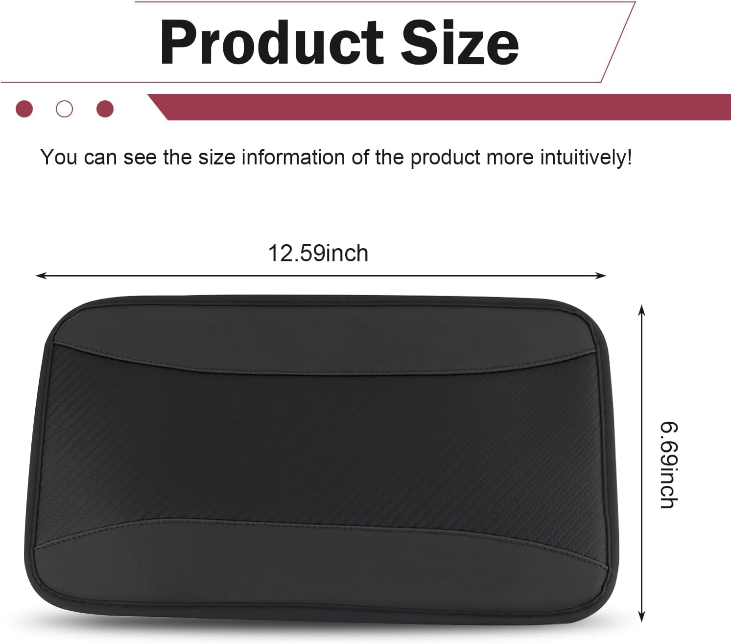 Stylish Car Center Console Cover, PU Leather Car Armrest Protector, Waterproof Auto Arm Rest Cushion Pad, Universal Vehicle Armrest Cushion for Most Cars (Black)
