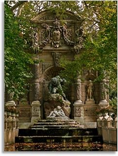 Canvas Wall Art for Bathroom The Medici fountain the Luxembourg Gardens Framed Prints Poster for Bedroom Living Room Decor Painting Home Wall Artwork 16x20 Kitchen