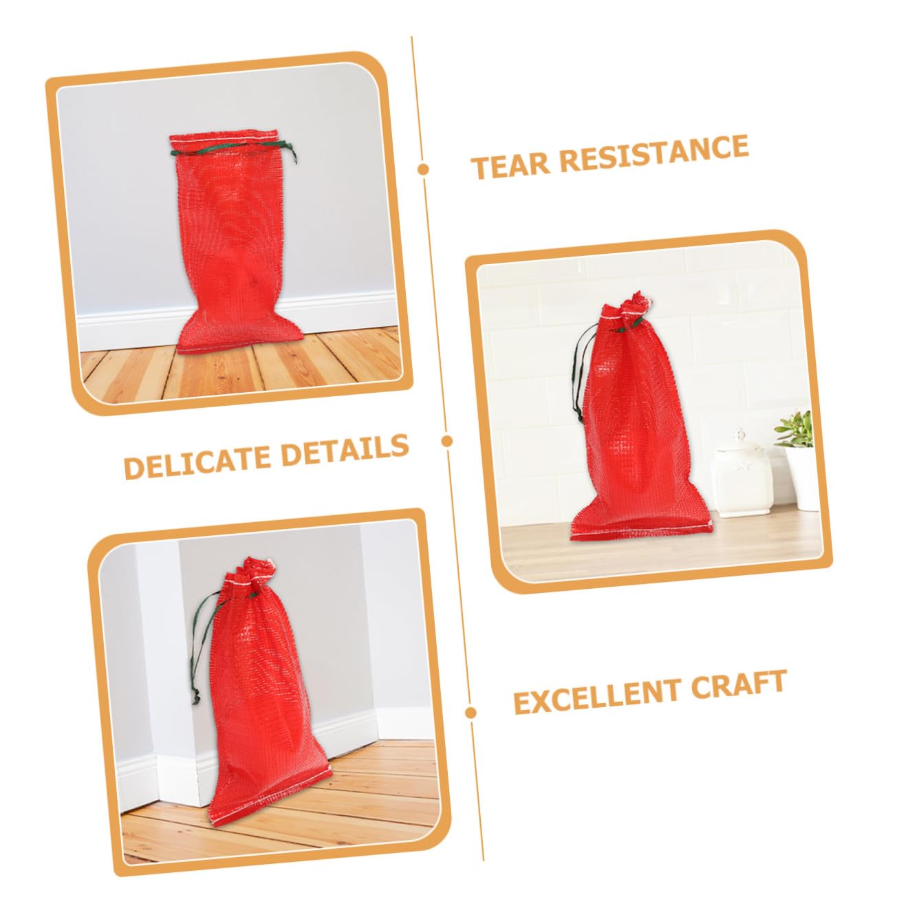 Bolsas de Malla con Cordón 50 Unidades, Polipropileno Rojo para Frutas