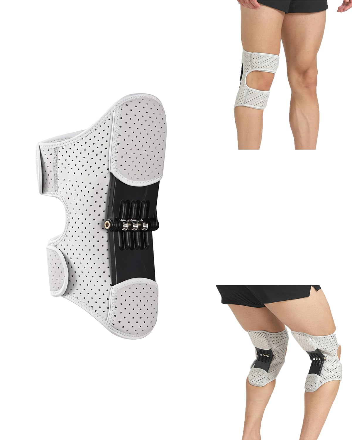 Professional Knee Booster Brace With Triple Spring Support – Reinforced Carbon Steel Compression Spring Stabilizer, Climbing Stairs Squats– Boosted Support for OA Knee Pain & Meniscus Tear 1 Pack (Black)
