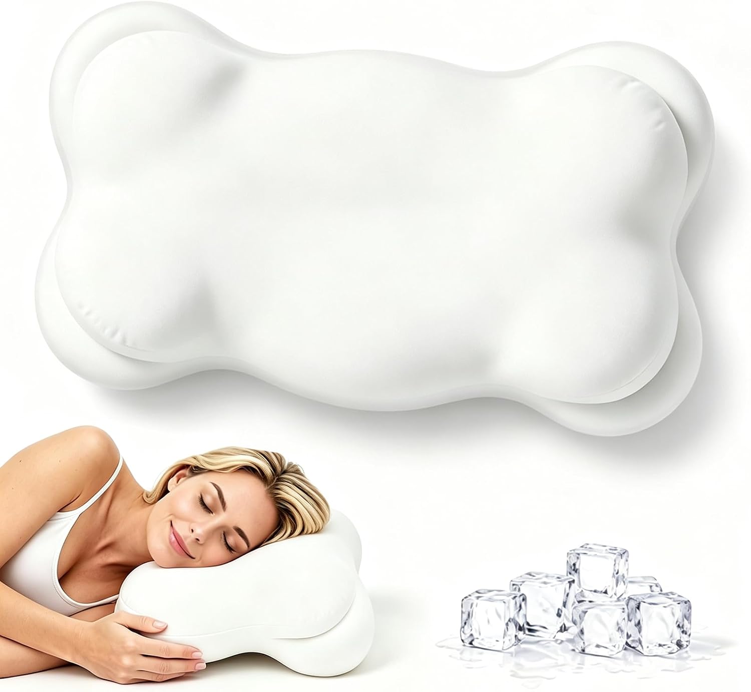 Cloud Sleep Pillow, Memory Foam Cervical Neck Pillow with Ergonomic Contour Support, Cloud Alignment Neck Pillow for Side Back Stomach Sleepers, Washable Breathable Cover