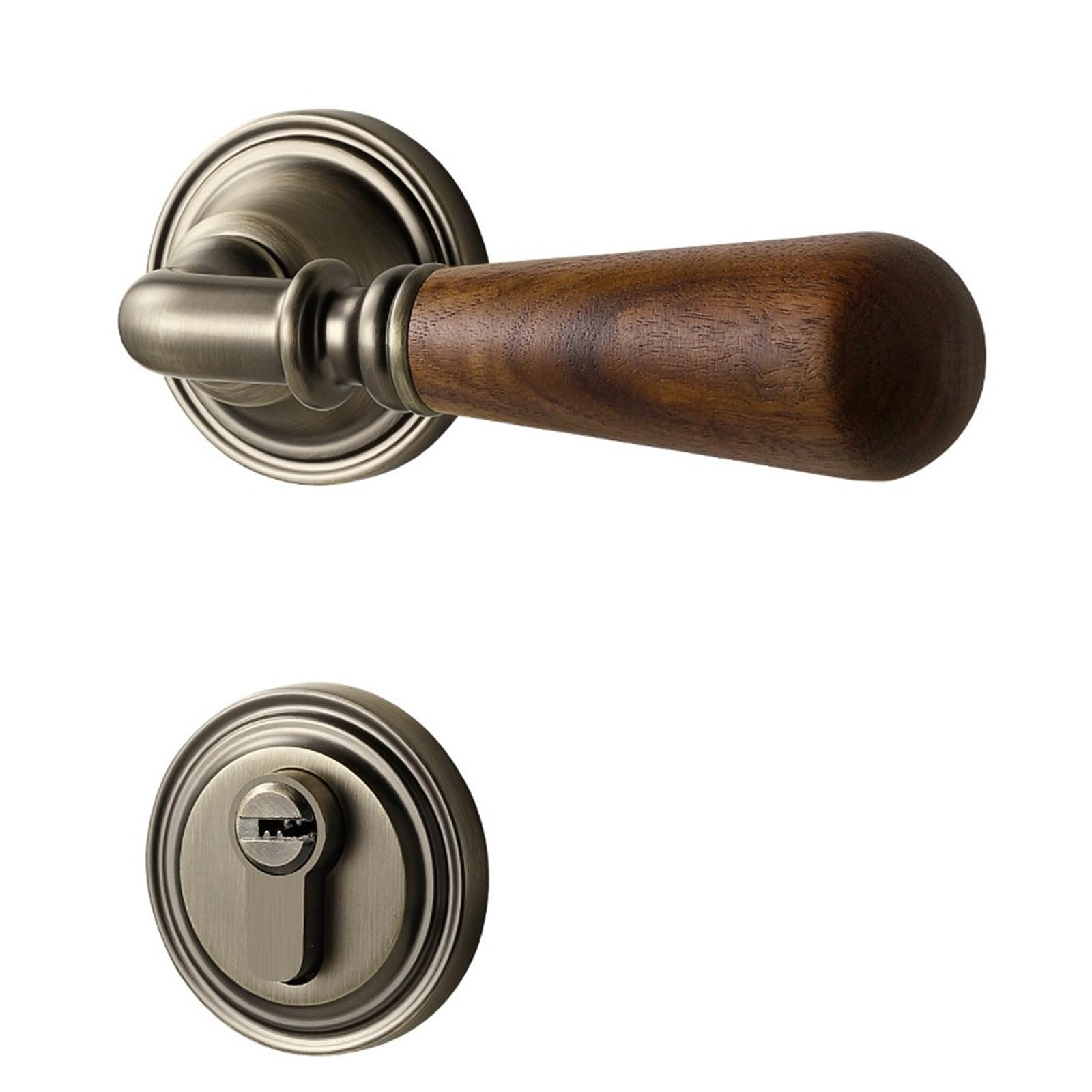 Cerradura para puertas interiores en nogal negro retro con manija magnética de alta gama