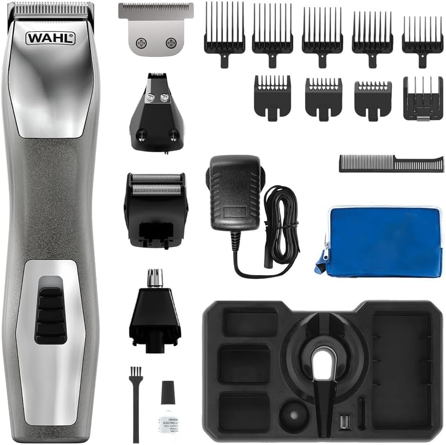 WAHL Chromium 11-in-1 Multigroomer, Wenkbrauwtrimmer, Body Trimmer, Baardtrimmer, Stoppelbaard, Scheren, Gelaatsverzorging. Verzorgingsset voor mannen met volledig afwasbare snijmessen.