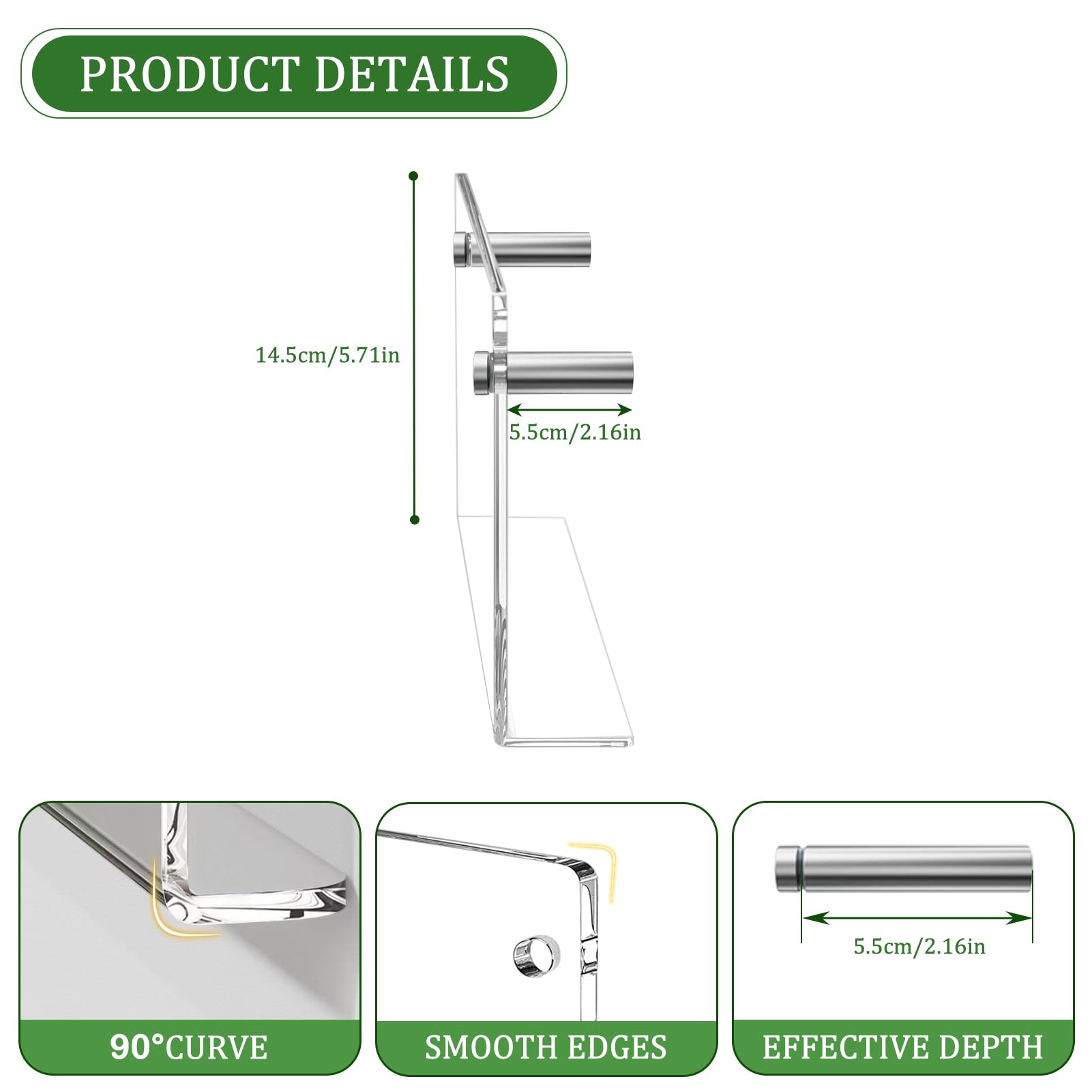 Dewonme Magazine Shelf,Set of 3,Clear Acrylic,68cm Long,Shelves for Wall,with Easy Installation for Living Room Bedroom - Image 4