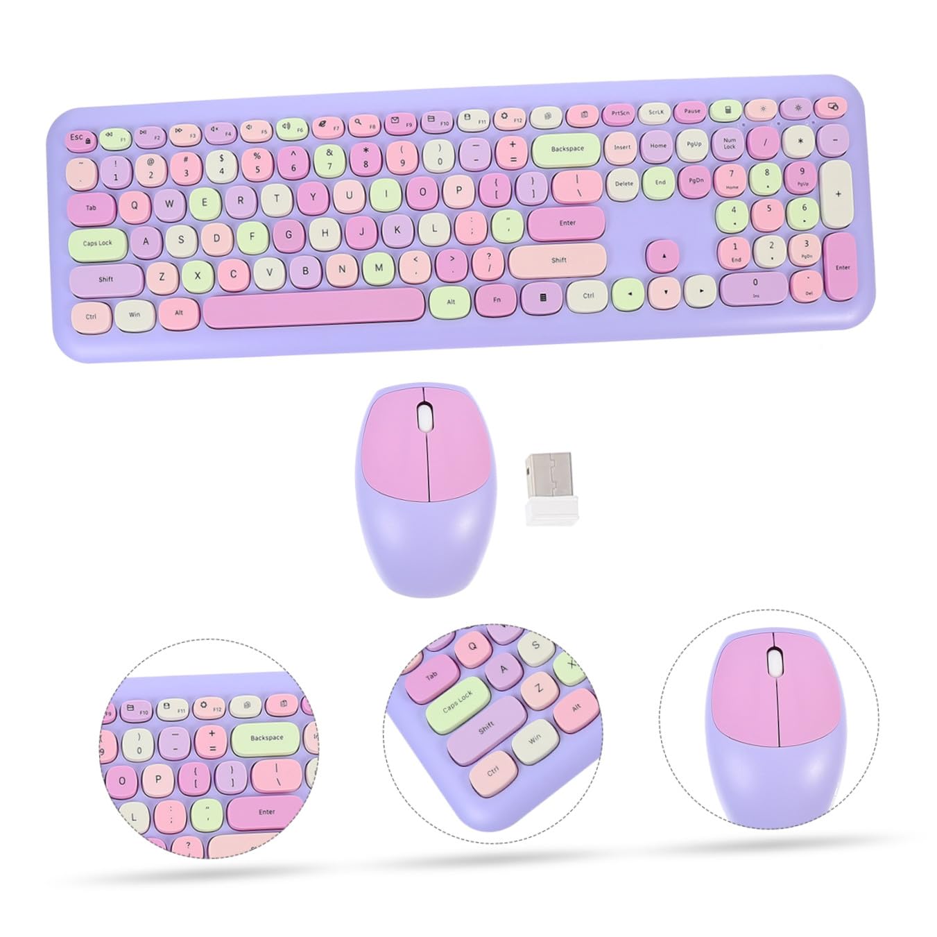 DOITOOL Pack Teclado y Ratón Inalámbrico Material Escolar de Oficina Diseño Ergonómico 110 Teclas Compatibles Portátil y Pc