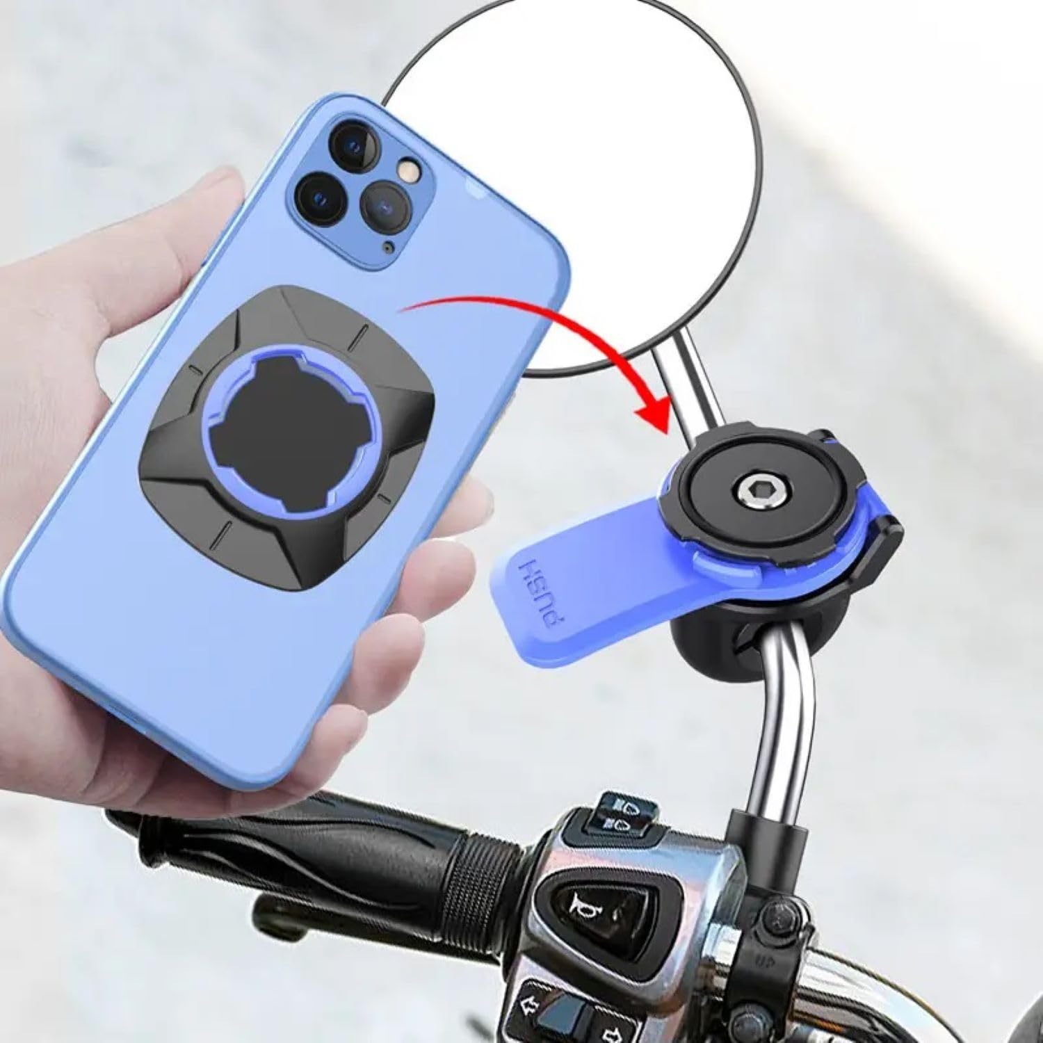 Generic Supporto e ammortizzatore per specchietto da moto, per scooter, moto e bicicletta