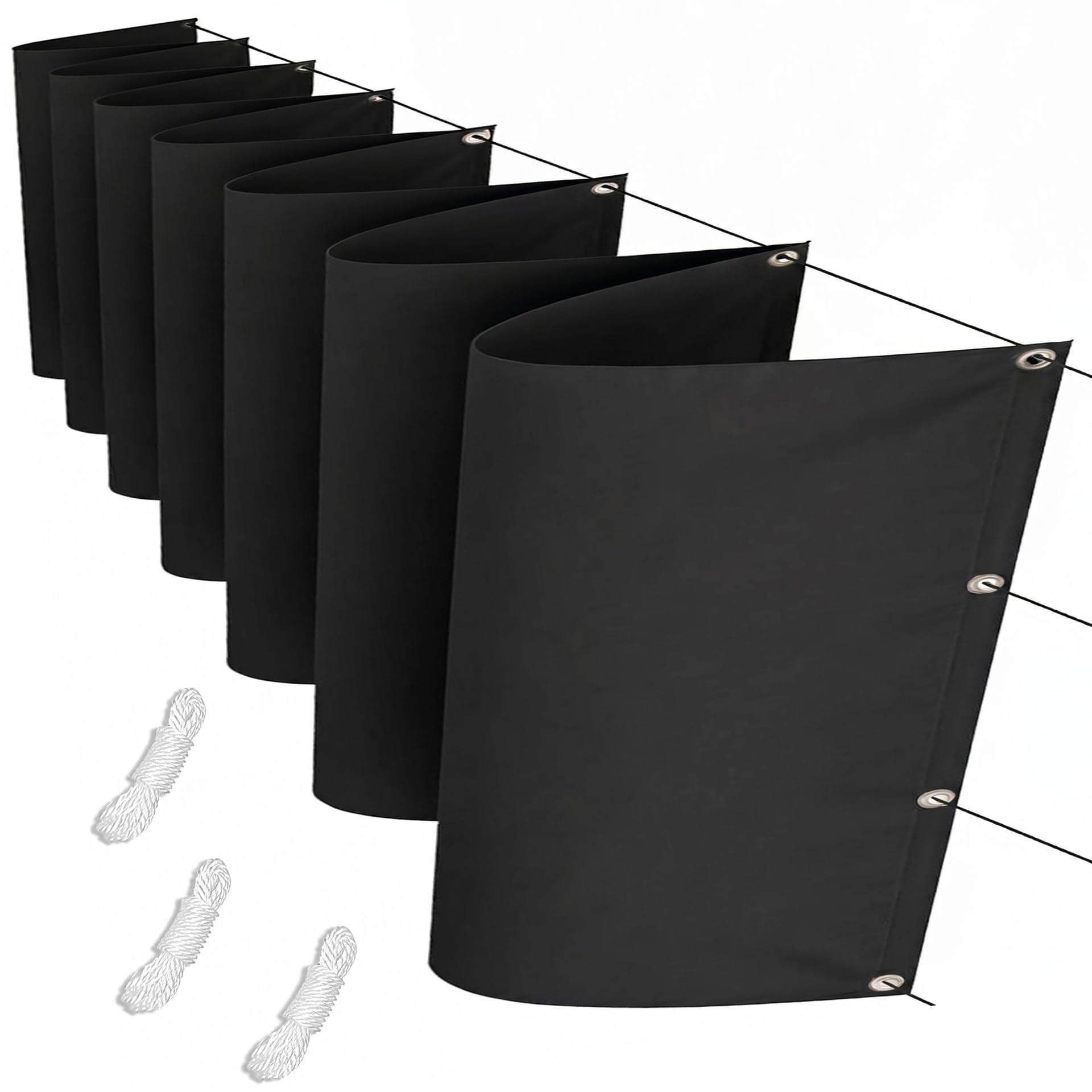 Rozsuwany Przeciwsłoneczny Typu Fala 105 x 190 cm Prostokątny, Wodoodporny Markiza Przeciwsłoneczna Poliester Z Oczkami Zestawie Darmowa Linka Do Ogrodu, Na Patio, Czarny