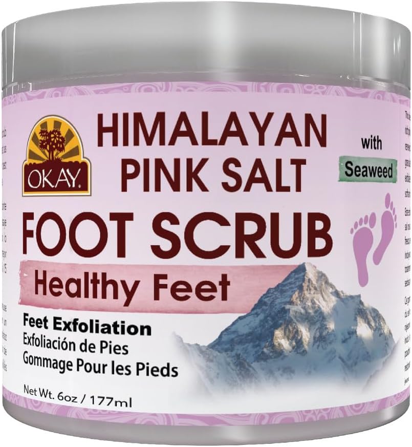 Himalayan Pink Salt Foot Scrub - Himalayan Salt Scrub, Body Exfoliator for Women and Men, Exfoliating for Feet, Hands & Face, Vegan, Natural Ingredients - 6 oz Jar (Pack of 1)