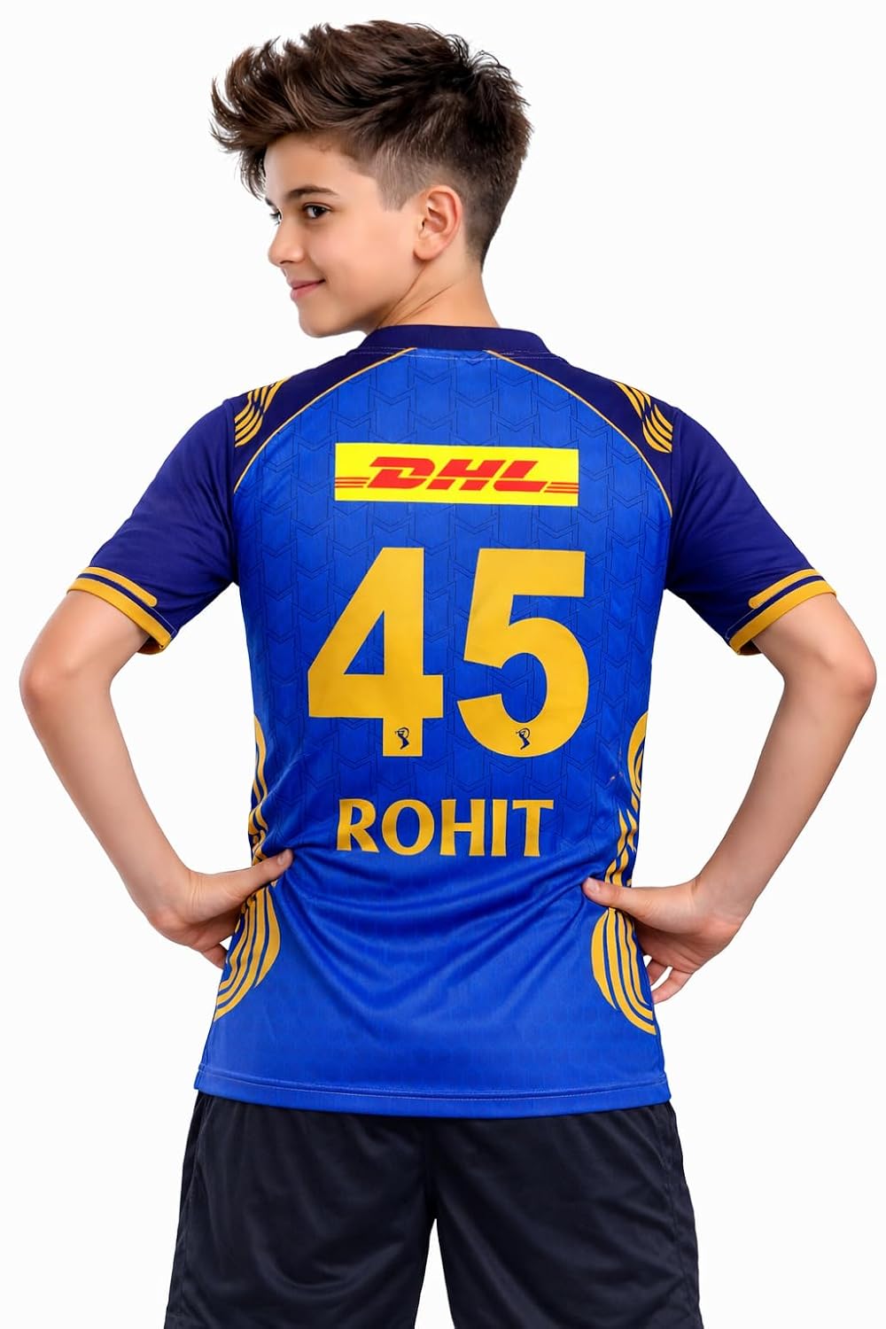 RockinRetailz New Rohit Sharma 45 MMII Cricket Jersey 2026 Blue for Kids