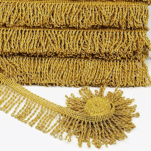  10 m di larghezza, 4,5 cm di larghezza, (dorato-4,5) frangia per cucito, decorazione per gonne, abiti da sposa e paralumi (dorato-4,5)