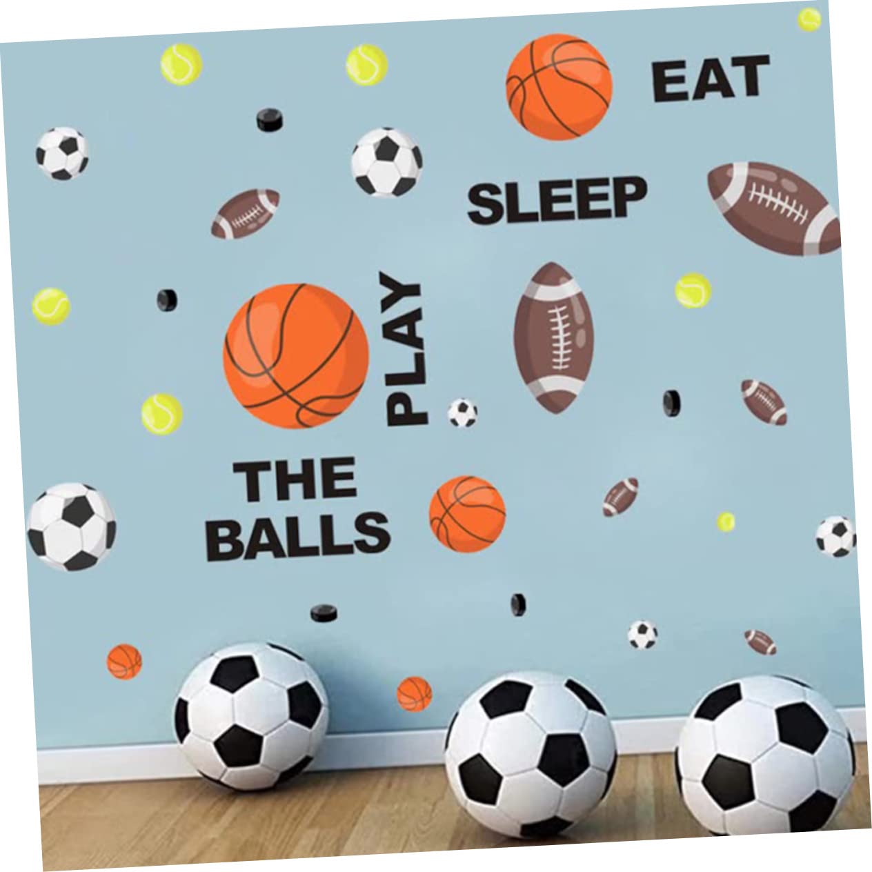 BESTonZON 3pezzi Adesivi Murali Sportivi Per Ragazzo Ragazza Decorazioni Rimovibili Con Palloni Da Calcio e Basket Stickers Creativi Per Cameretta Facili Da Applicare