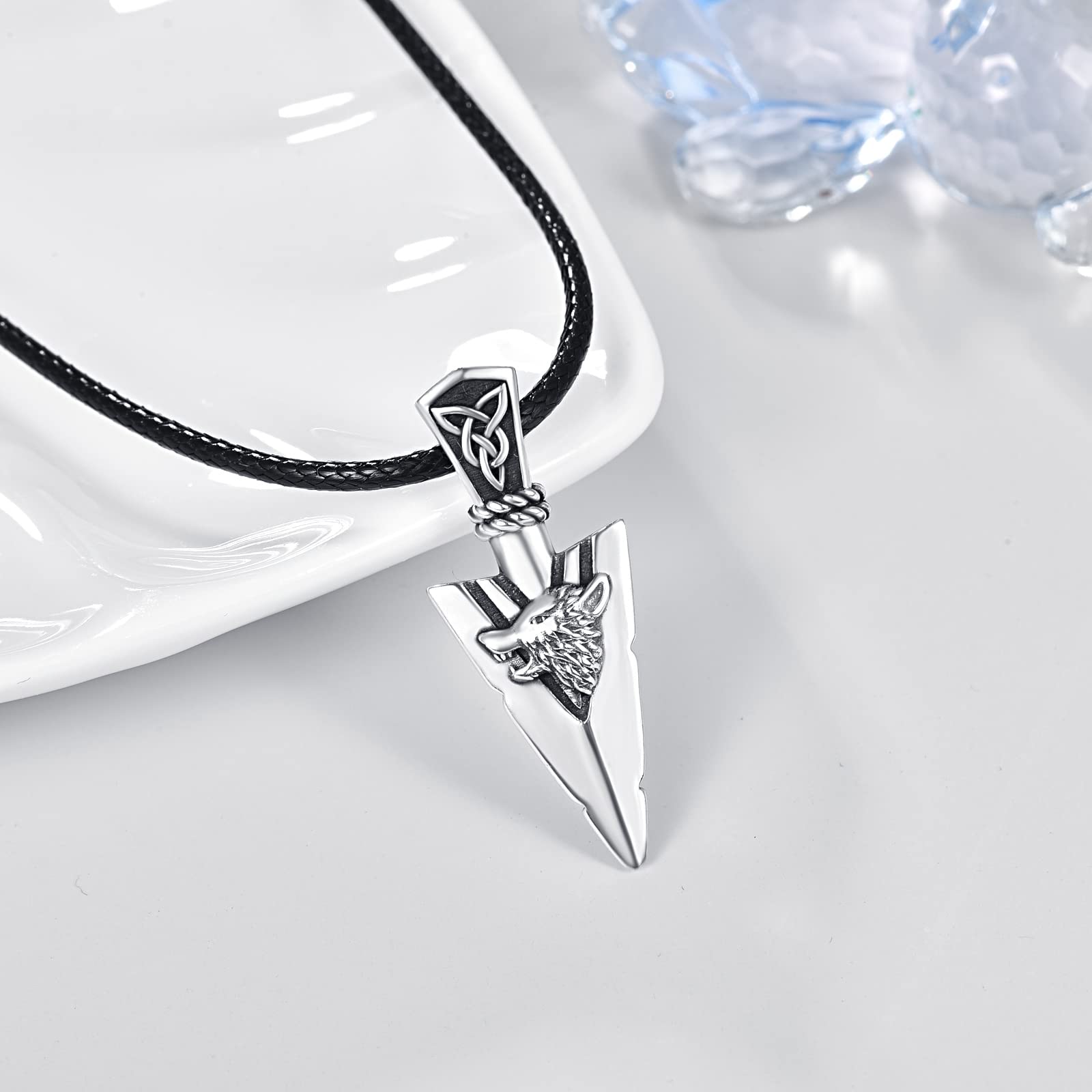 Kette Herren 925 Sterling Silber Pfeilspitze Halskette Pfeil Anhänger Halskette Geschenke für Mann Damen Bruder