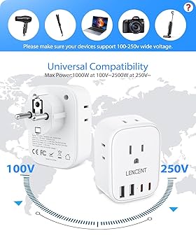 0334　EUROPE and AFRICA  THE NEW PHASE Amazon.com: LENCENT Germany France Travel Power Adapter
