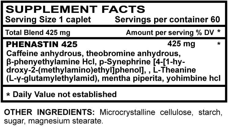 Phenastin - Diet Pills Extra Strength Weight Loss Aid for Men and Women (60 caplets)