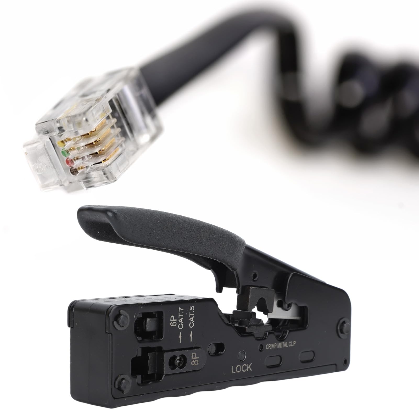 Outil de sertissage RJ45 Pass Through Ethernet Sertisseur Kit d'outils de sertissage de câble réseau pour câbles Cat5 Cat5e Cat6 avec fiches 8P8C
