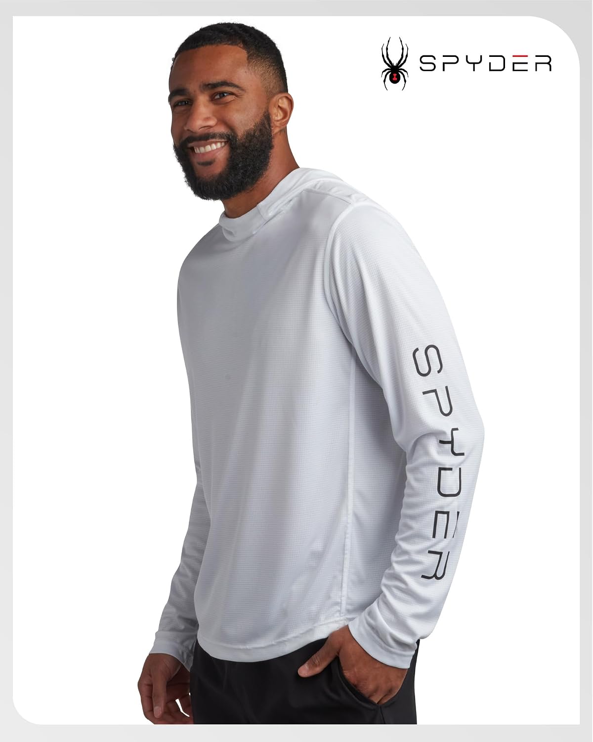 Spyder Mens Sun Hoodie - Quick Dry Lightweight UPF 50+ UV Protection Long Sleeve Rash Guard Swim Shirts for Men