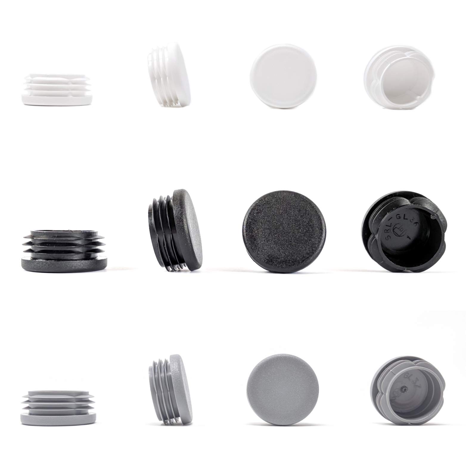 Round Tube Inserts End Caps, Varierty of Sizes in Black, White or Grey - Made in Germany (Please See Diagram Before Ordering) 37mm, Black, Pack of 8 โ image 1