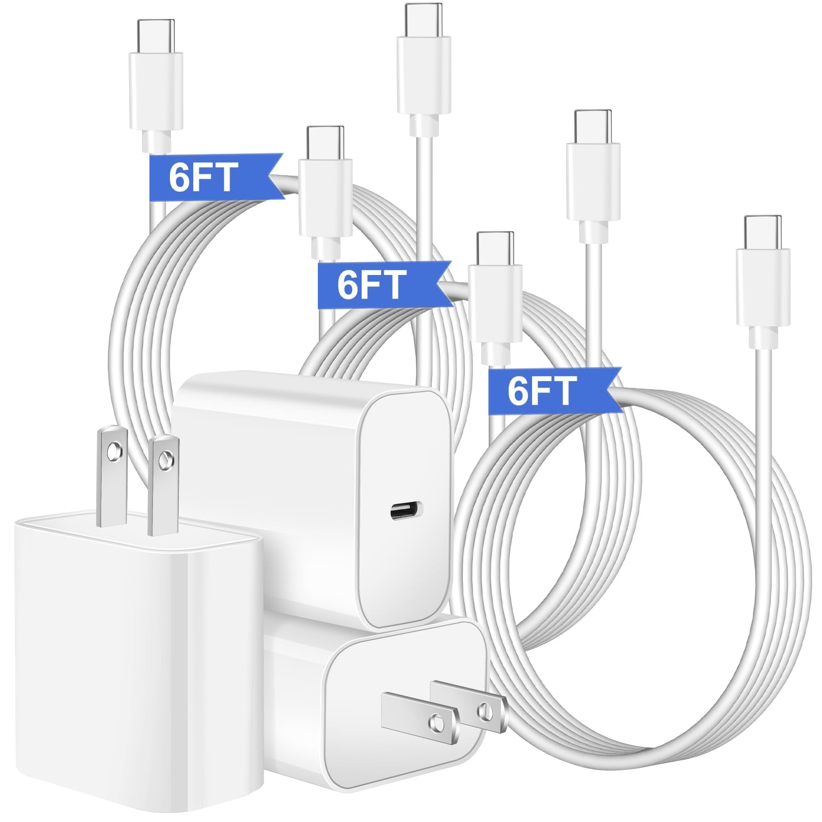 iPhone 16 15 Pro Charger USB C Charger Block 3Pack 20W Quick Apple Type C Chargers Power Adapter