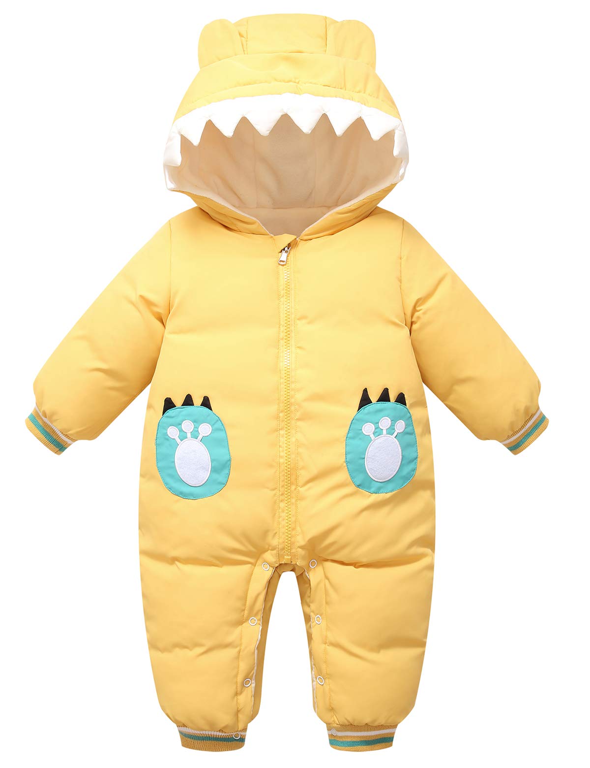Happy Cherry Down Cotton Baby Romper Baby Winter Coat Zipper Long Sleeve Cute Baby Snowsuit Soft Puffer Outerwear 18-30 Months Yellow