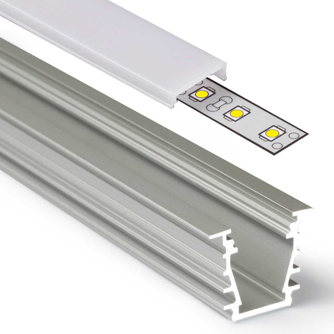 Profilé Aluminium Pour Bande LED 2 Mètres - Set Complet ER10, Largeur 10 Mm, Couverture Mate