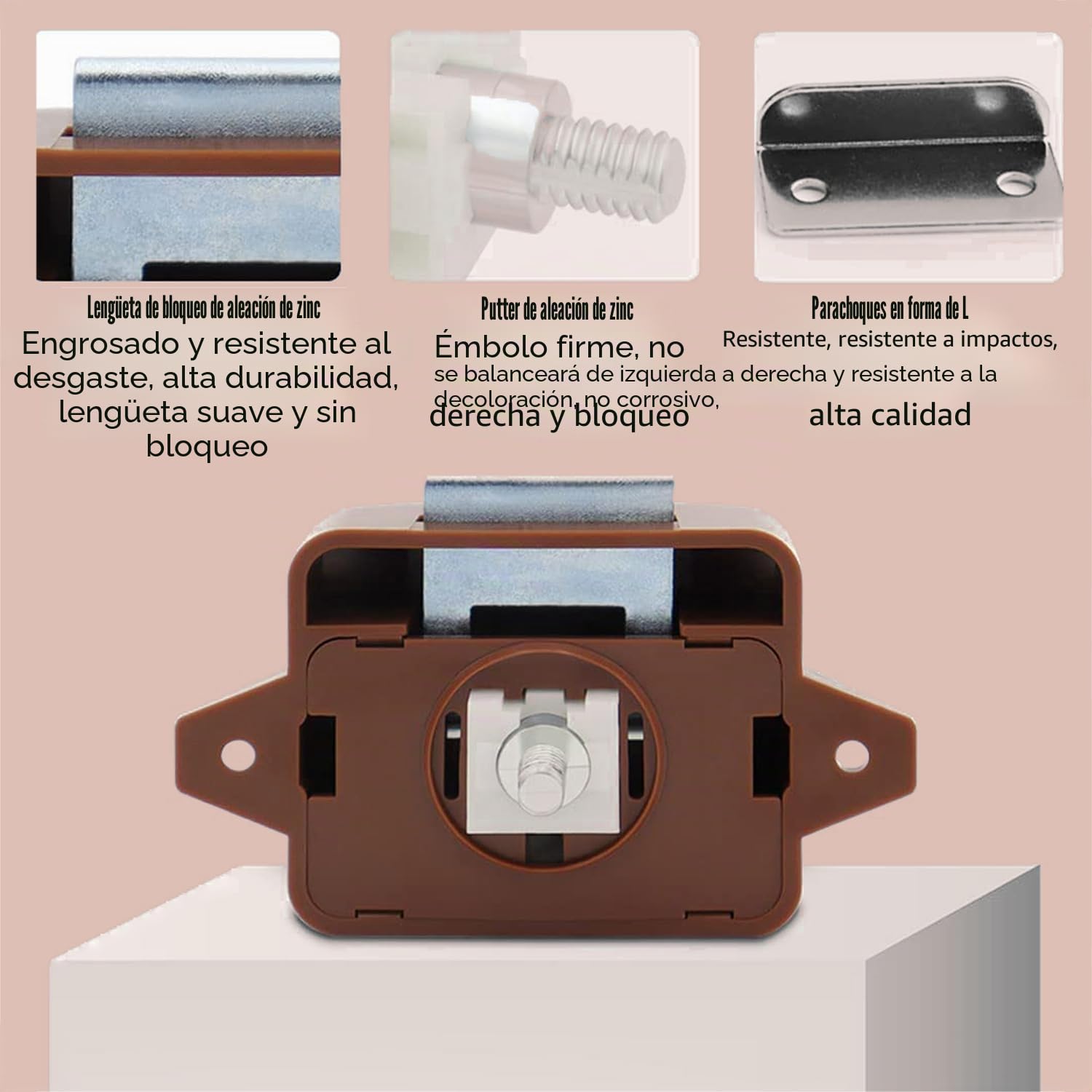 2 Piezas Cerradura para Puerta de Armario, Pestillo de Cerradura de Gabinete, Cierre Pulsador, Pomo para Puerta de Armario, Cerraduras de Botón para Puerta, para Cajón, Autocaravana, Yate (Marrón) | Cerradura de muebles para puerta, compartimento, cajón,